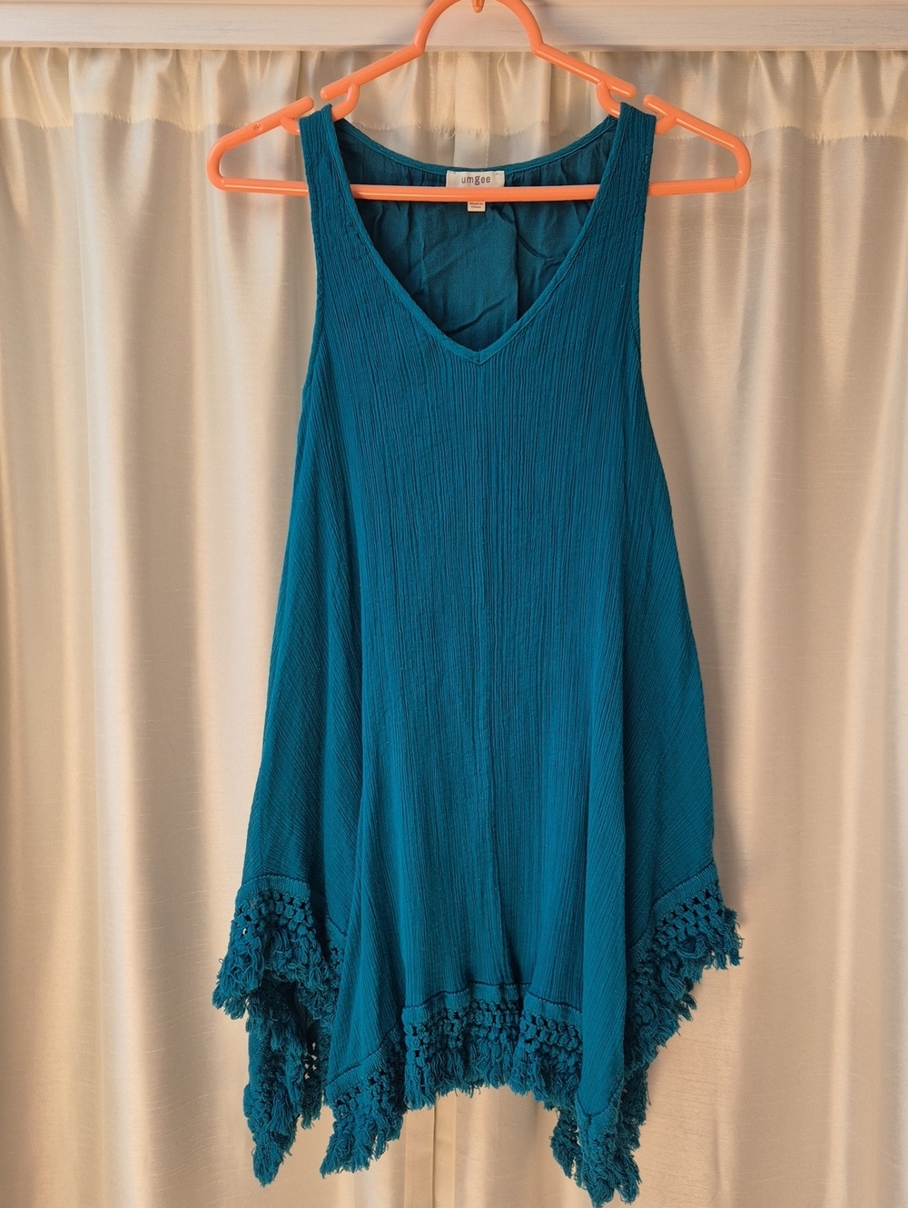 Umgee Teal V‑Neck Textured Tunic